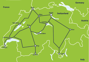 Mapa de trenes de Suiza